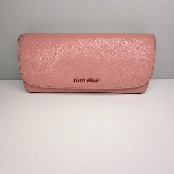 Miu Miu Pink Madras Leather Long Wallet - Picture 2 of 13